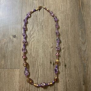 Gorgeous Amethyst and Gold Glass Bead necklace